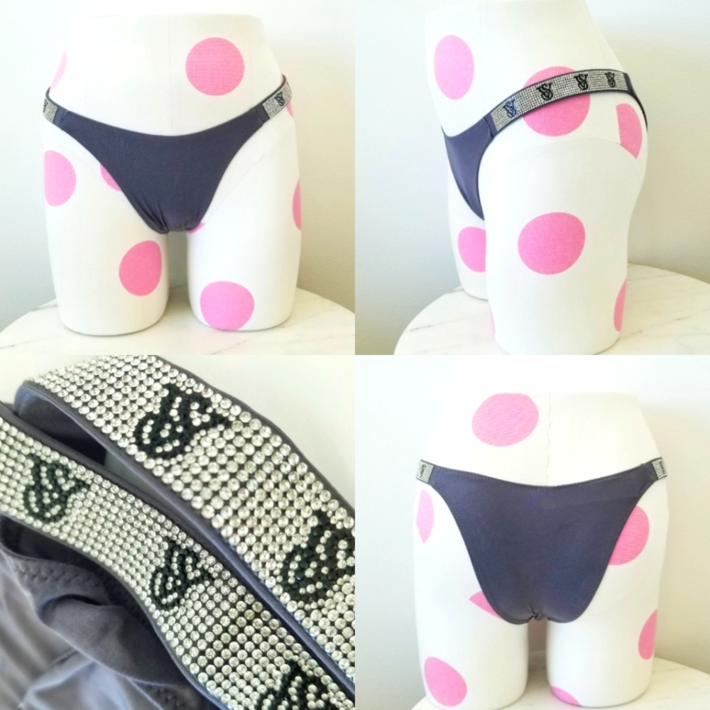 Victoria's Secret Very Sexy Shine Strap Brazilian Panty Rhinestone Crystal's NWT
